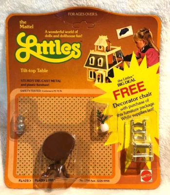 Muebles vintage para casa de muñecas LITTLES fundido a presión mesa y silla inclinable 1980 nos Foto 1 de 4