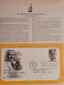 Scott #1754 13c Dr. George Papanicolaou FDC, Cachet & Description Sheet - Picture 1 of 1