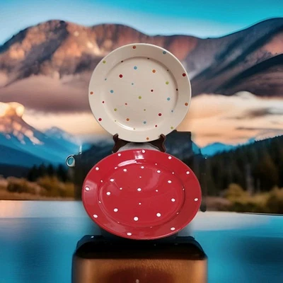 Temp-Tations Presentable Plates by Tara Dinner Poka Dot 10.5 " Set of 2 - Image 1 of 4