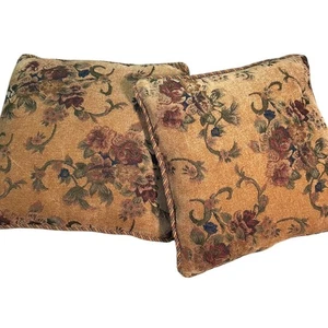 Throw Pillows Floral Tapestry Decorative Accent Pillows Home Decor MCM Set of 2 - Picture 1 of 7