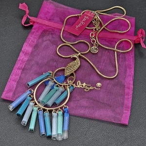Lilly Pulitzer Neu mit Etikett 33" Pfau Nom de Plume Quaste Anhänger Halskette blau gold  - Bild 1 von 7