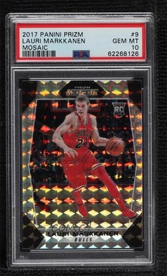 2017-18 Panini Prizm Mosaic Lauri Markkanen #9 PSA 10 GEM MT Rookie RC - Image 1 of 3
