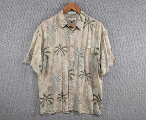 Pierre Cardin Men's Palm Batik Hawaiian Camp Resort Relaxed Rayon Button Shirt M - Picture 1 of 10