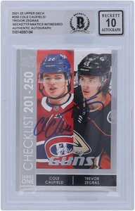 Cole Caufield & Trevor Zegras Signed 2021-22 Upper Deck #250 BAS 10 Rookie Card - Picture 1 of 3