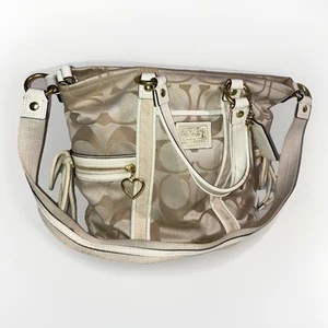 Coach margherita cuore papavero firma logo tasca spalla/borsa F20101 cachi/crema - Foto 1 di 18