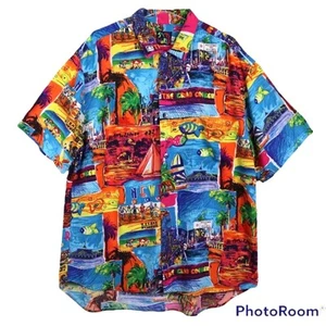 JAMS WORLD Vintage Shirt Balboa Island Newport Beach California Print RARE XL - Picture 1 of 11