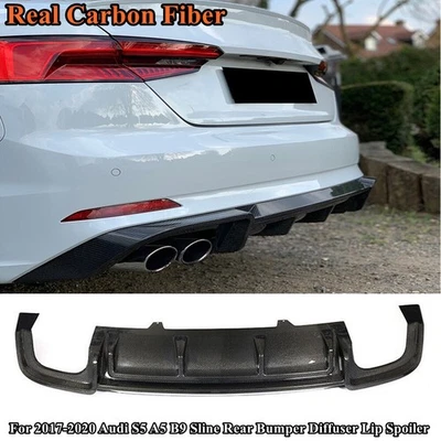 Alerón labial difusor parachoques trasero de carbono real para Audi S5 A5 B9 Sline 2017-2020 Foto 1 de 4