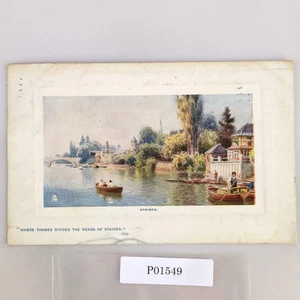 Where Thames Divides the Meads of Staines England 1908 Postcard Tuck's - Picture 1 of 2