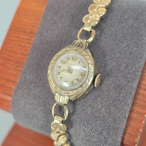 Vintage Damen Elgin goldfarbene Armbanduhr Armband Band Handaufzug mechanisches Uhrwerk - Bild 1 von 13