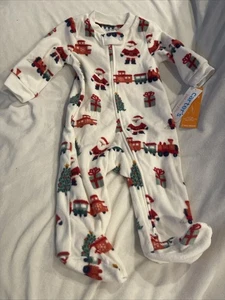 Pijama Carters Infantil Blanco Tren Árbol de Navidad Footie Dormir Pijama 6mo - Imagen 1 de 2