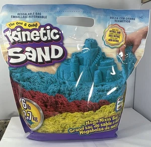 Kinetic Sand, 6Lbs Mega Mixin’ Bag with Red, Yellow & Blue Play Sand Bulk Kids - Picture 1 of 2