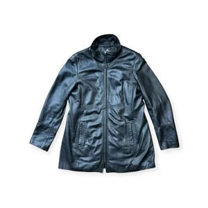 Vintage Danier schwarze Lederjacke Mantel gefüttert Thinsulate Gr. UK 12 - Bild 1 von 16