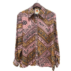 Farm Rio Classic Pink Paisley Bandana Butterfly Button Down Shirt - Sz Small - Picture 1 of 12