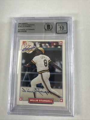 Tarjeta automática Willie Stargell Nabisco 1993 Pittsburgh Pirates Beckett 10 automática auténtica Foto 1 de 2