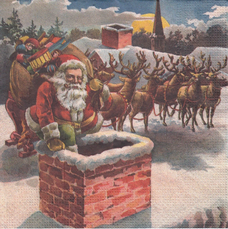 4 tovaglioli di carta da pranzo tovaglioli (G4-13) Nicola sale nel camino - Immagine 1 di 1