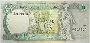 MALTE - 10 LIRI 1967 - BILLET DE BANQUE // Qualité : TTB - Picture 1 of 2