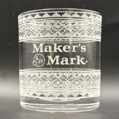 Maker's Mark Etched Holiday Limited Edition Sweater Bourbon Whiskey Bar Glass - Image 1 of 4