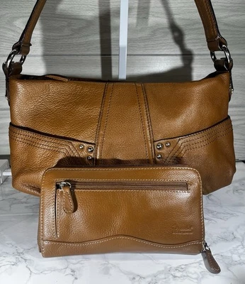 Tignanello Brown Leather Shoulder Bag with Wallet Organizer - Image 1 of 4