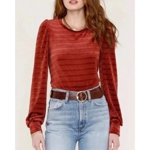 Heartloom Sangria Rust Somi Velvet Sweatshirt Top Size Size M - Picture 1 of 7