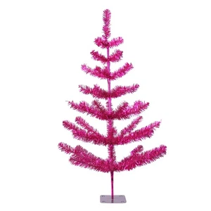 Northlight 3' Fuchsia Pink Tinsel Pine Artificial Christmas Twig Tree - Unlit - Picture 1 of 2