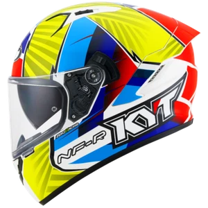 Casco integrale moto KYT NF-R Xavi Fores Red blu yellow Helmet casque - Picture 1 of 4