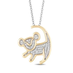Collana Ciondolo Re Leone 0,85CT Simbolo Diamante Regalo in Argento Sterling 925 - Foto 1 di 5