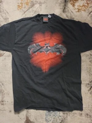 Camiseta única de colección 1996 97 Batman and Robin película DC Comics negra roja logotipo XL Foto 1 de 4