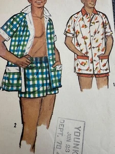 Vtg 50s Simipility #2080 Sewing Pattern Men's Cabana Set Shirt Shorts Chest 44" - Picture 1 of 5