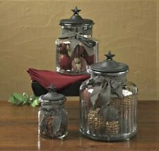 Park Designs Black Star 3-Pc Clear Glass Canister Set   ~~  NEW ~~