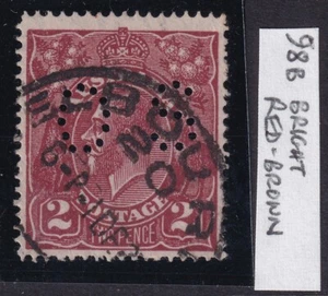 Australia KGV 1927, 2d Brown, Die 1, Small Multi Wmk p14, perf OS, 98Bba, Used. - Picture 1 of 1