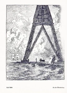 Karl BIESE - An der ELBMÜNDUNG - Strichätzung 1918 HEYDER Verlag BERLIN - Picture 1 of 1