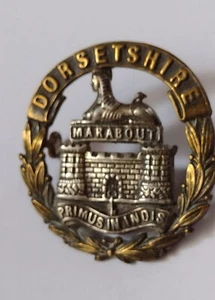 Victorian Dorsetshire Regiment Cap Badge QVC Bi-Metal 2 Lugs Antique Original - Picture 1 of 16