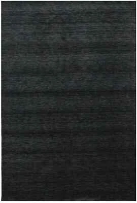 Solid Charcoal Hand-Loomed 6X9 Gabbeh Wool Rug Oriental Home Decor Carpet - Image 1 of 4