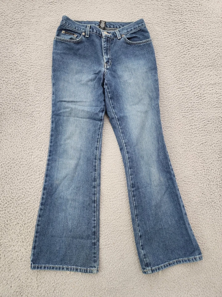 Pantalones de mezclilla New York para mujer 4 azules acampanados cintura baja todo algodón 27X29 Foto 1 de 4