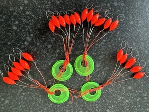 24 X TACKLE RIGS FLO RED SEA FLOATING BEADS, REUSABLE BEADS SEA FISHING Small - Picture 1 of 4