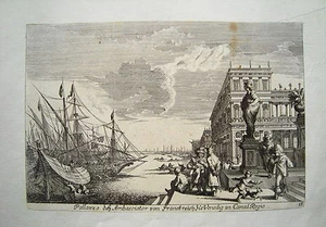 Venedig Venezia Palazzo Ambrasciatori Küsell nach J. Baur Kupferstich 1682 - Bild 1 von 1