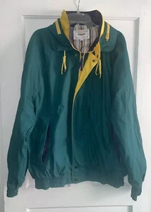 Aviator By Zero King Vintage Zip Up Jacket Green/Yellow  Size M Roll-up Hood - Picture 1 of 24