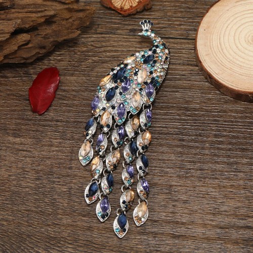 VETEMENTS Spilla da donna design pavone strass barocco accessori abbigliamento cappotto tuta