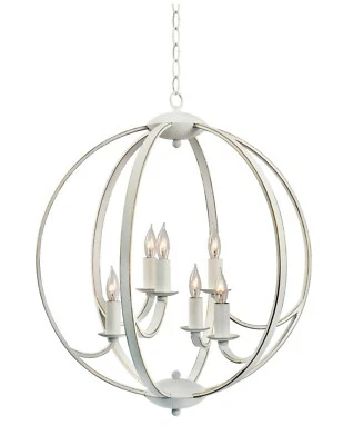 Lámpara de araña Opal 6 luces con acabado blanco de Kenroy Home Foto 1 de 2