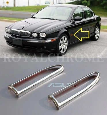 Par de adornos indicadores de lámpara de marcador lateral CROMO brillante US STOCK para Jaguar X-TYPE Foto 1 de 4