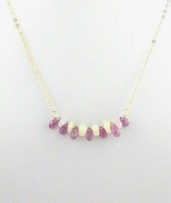 Collar de cadena briolette de zafiro rosa ópalo etíope relleno de oro amarillo de 14k 16" Foto 1 de 4