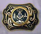 Masonic Symbols Belt buckle, western style (Black and Gold)