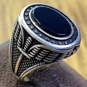 AAA Natural Onyx Stone 925 Sterling Silver new Handmade Luxury Men Ring All Size - Picture 1 of 7