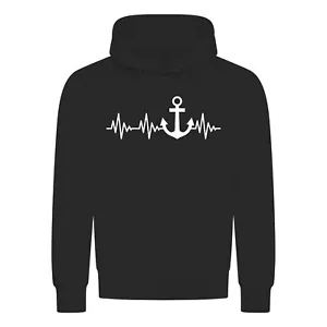 Herzschlag Anker Kapuzenpullover - EKG Boot Schiff Seemann Kapitän Segeln Hafen - Bild 1 von 11