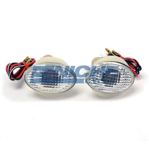 Small Oval Cateye Fairing Flush Mount Deco Turn Signals Lights 12 Volt Clear - Foto 1 di 2