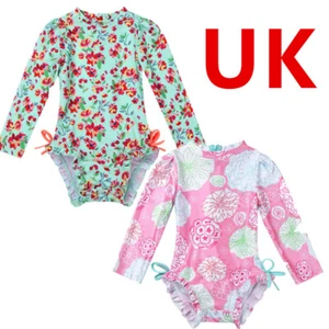 Baby Girl Swim Costume One Piece Swimsuit UPF 50+ Sun Protection Wetsuit Sunsuit - Picture 1 of 21