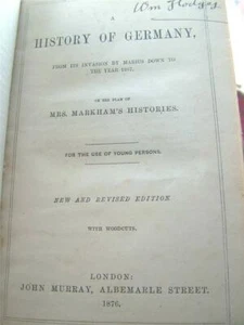 A HISTORY OF GERMANY MRS MARKHAM'S HISTORIES 1876 WITH WOODCUTS DARIUS TO 1867 - Imagen 1 de 1
