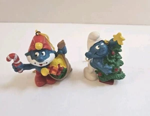 Vintage Christmas Ornamenta Smurf Papa Smurf Set Of 2 - Picture 1 of 5
