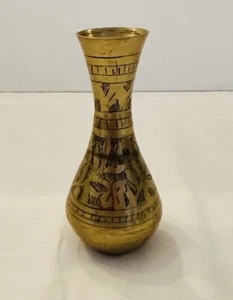 Vintage Solid Brass Bud Vase MCM Made in India 5" Tall - Picture 1 of 4