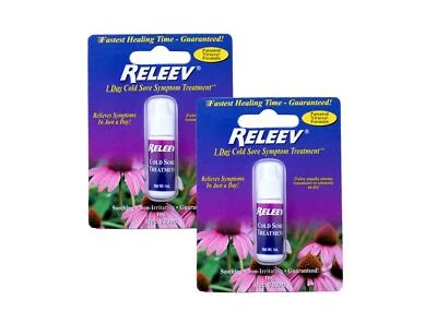 Paquete de 2 - Tratamiento de síntomas de herpes labial RELEEV de 1 día 1 ml (0,034 oz) Foto 1 de 2
